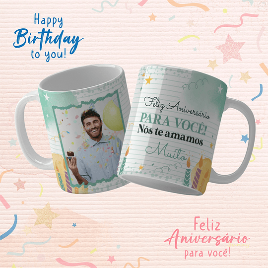 19 Artes para Caneca Aniversário Arquivo Editável