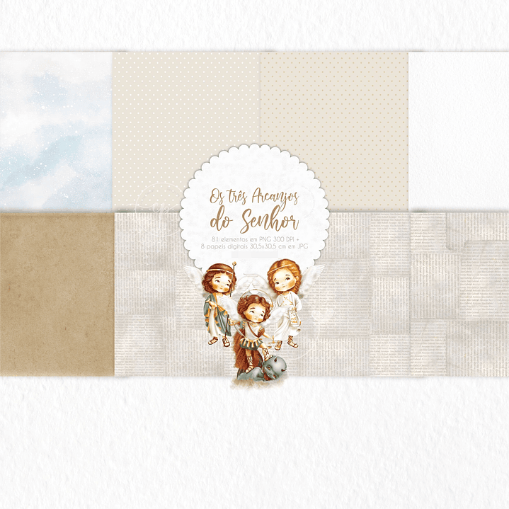 Kit Digital Arcanjos Aquarela Arquivos em Png   4