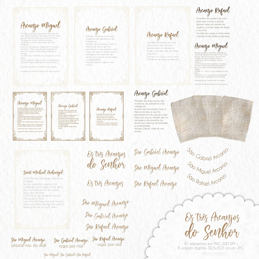 Kit Digital Arcanjos Aquarela Arquivos em Png   3