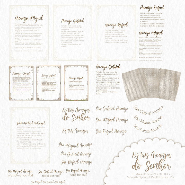 Kit Digital Arcanjos Aquarela Arquivos em Png   3