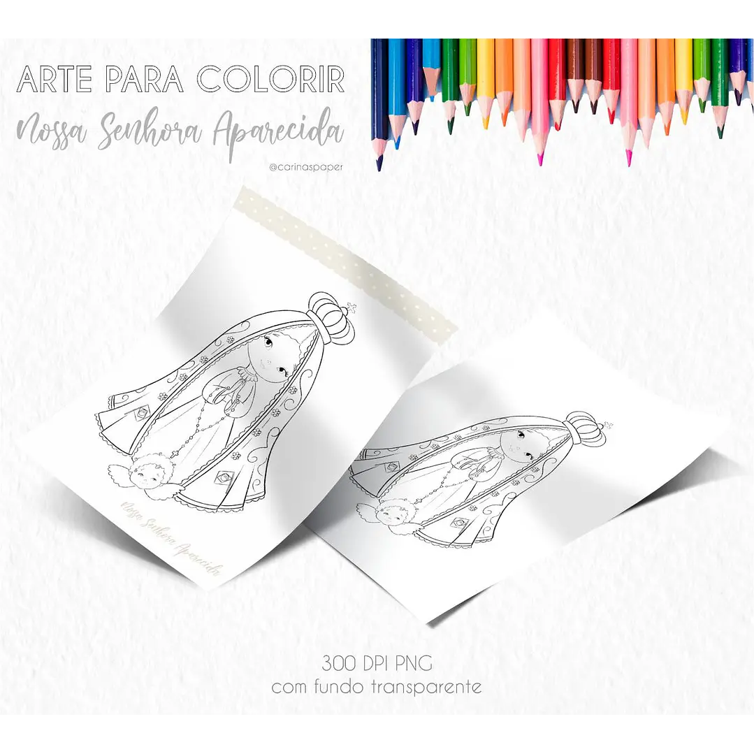 Kit Digital Santinhos para Colorir Arquivos em Png 4