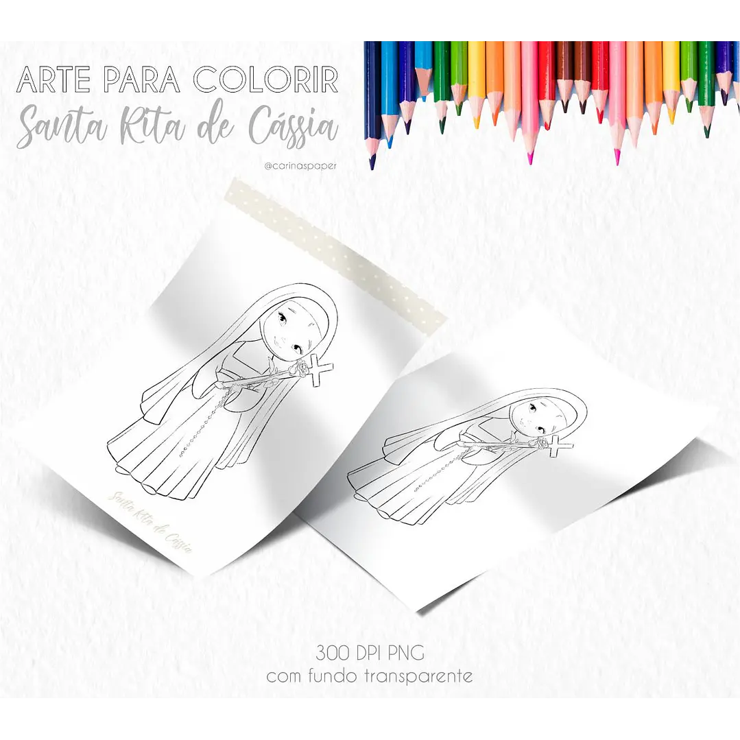 Kit Digital Santinhos para Colorir Arquivos em Png 5