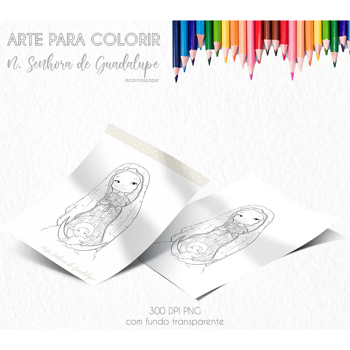 Kit Digital Santinhos para Colorir Arquivos em Png 8