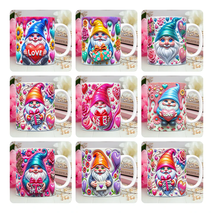 30 Artes para Caneca Dia dos Namorados 3D Gnomos Love 3d Arquivos Png 1