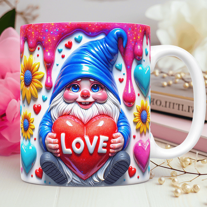 30 Artes para Caneca Dia dos Namorados 3D Gnomos Love 3d Arquivos Png 3