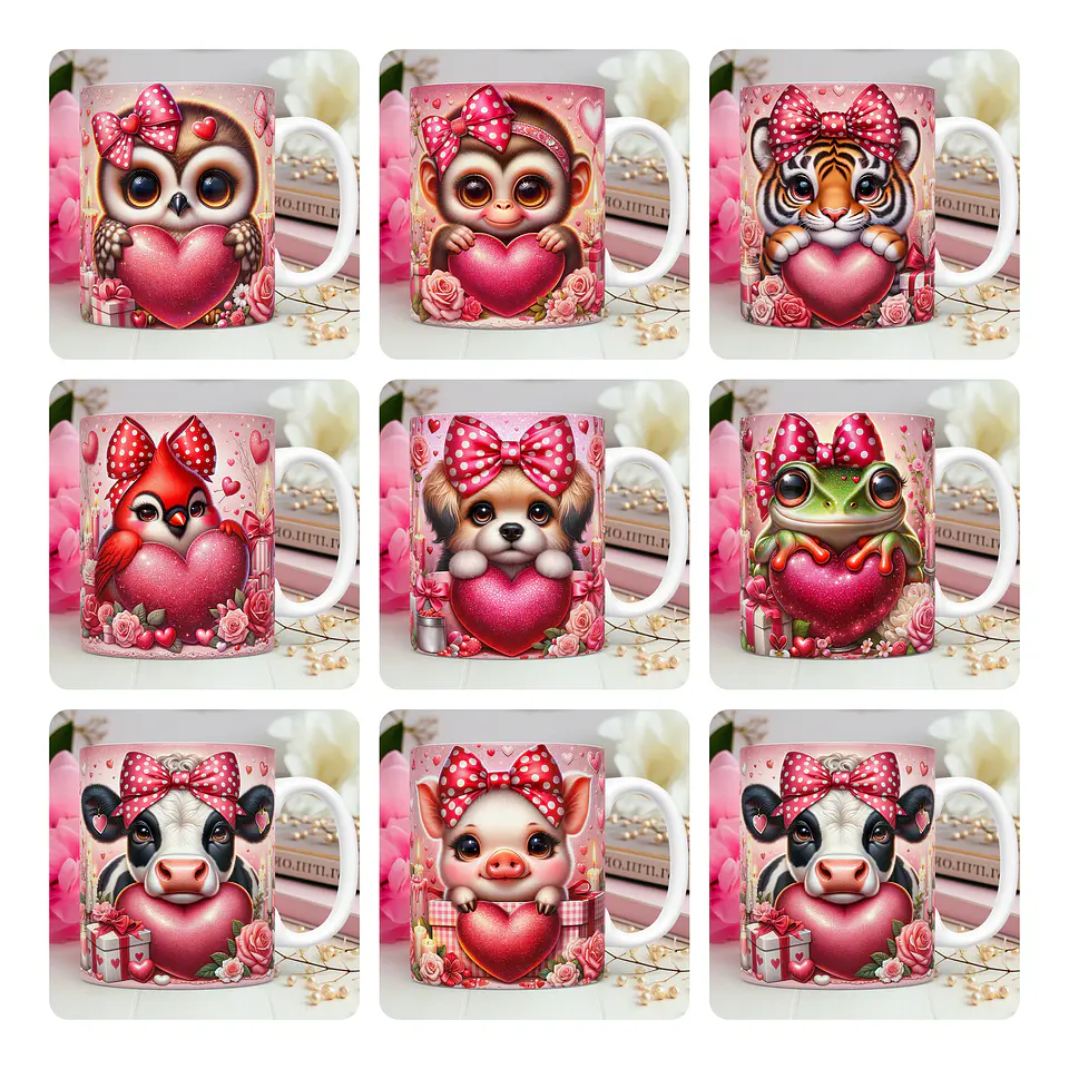 30 Artes para Caneca Dia dos Namorados 3D Animal Animais Pet Love 3d Arquivos Png 1