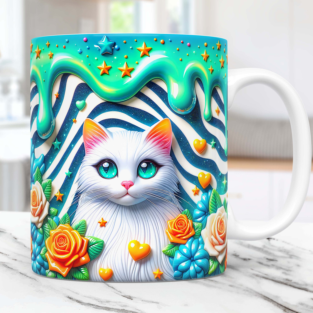 20 Artes Caneca Gato Cute Animal Animais Pet Love 3d Arquivos Png 8