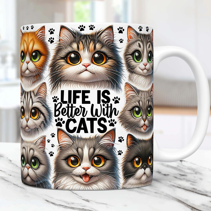 15 Artes Caneca Gato Cute Animal Animais Pet Love 3d Arquivos Png 5