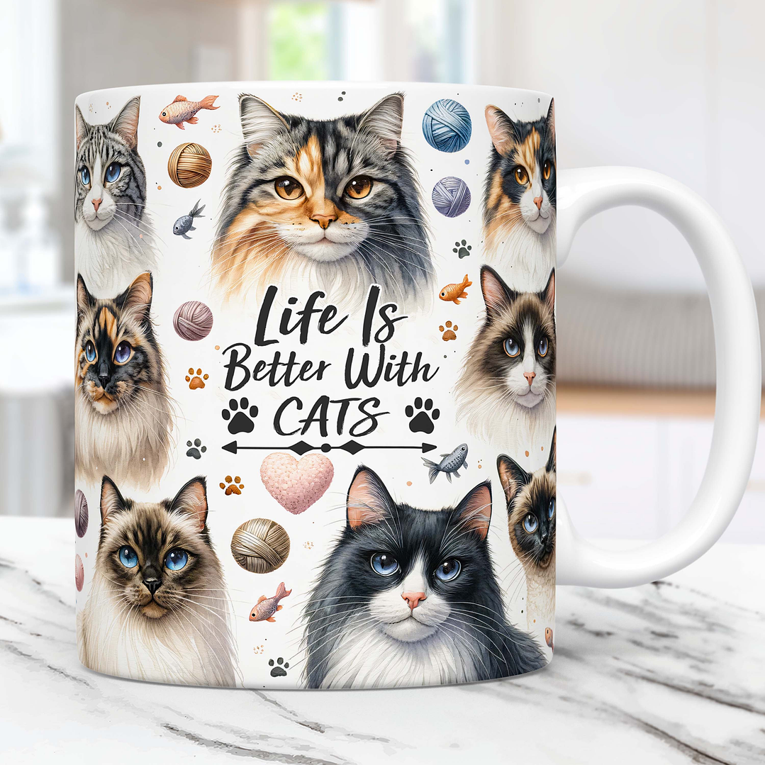 15 Artes Caneca Gato Cute Animal Animais Pet Love 3d Arquivos Png 6