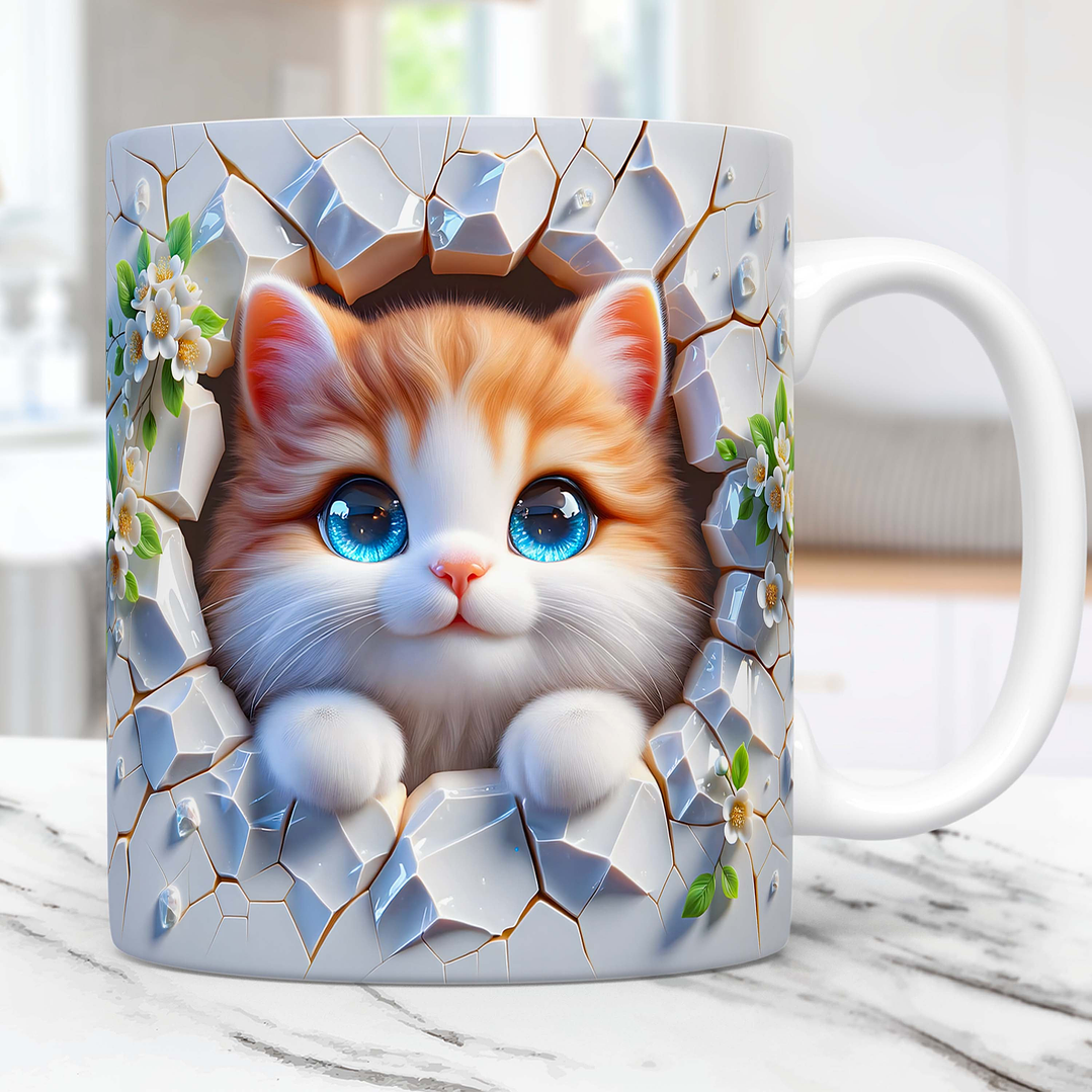 10 Artes Caneca Gato 3D Gatinhos Animal Animais Pet Love 3d Arquivos Png 4