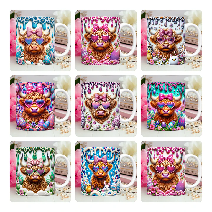 10 Artes Caneca Vaquinhas Páscoa 3d Arquivos Png 1