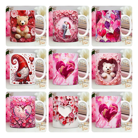 100 Artes para Caneca Dia dos Namorados 3D Arquivos Png