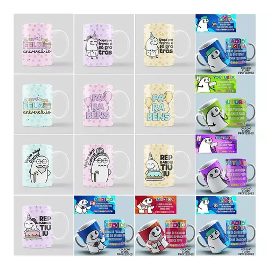 Pack Artes Caneca Flork Bento Memes Completo Arquivos Jpge + Mockups 13