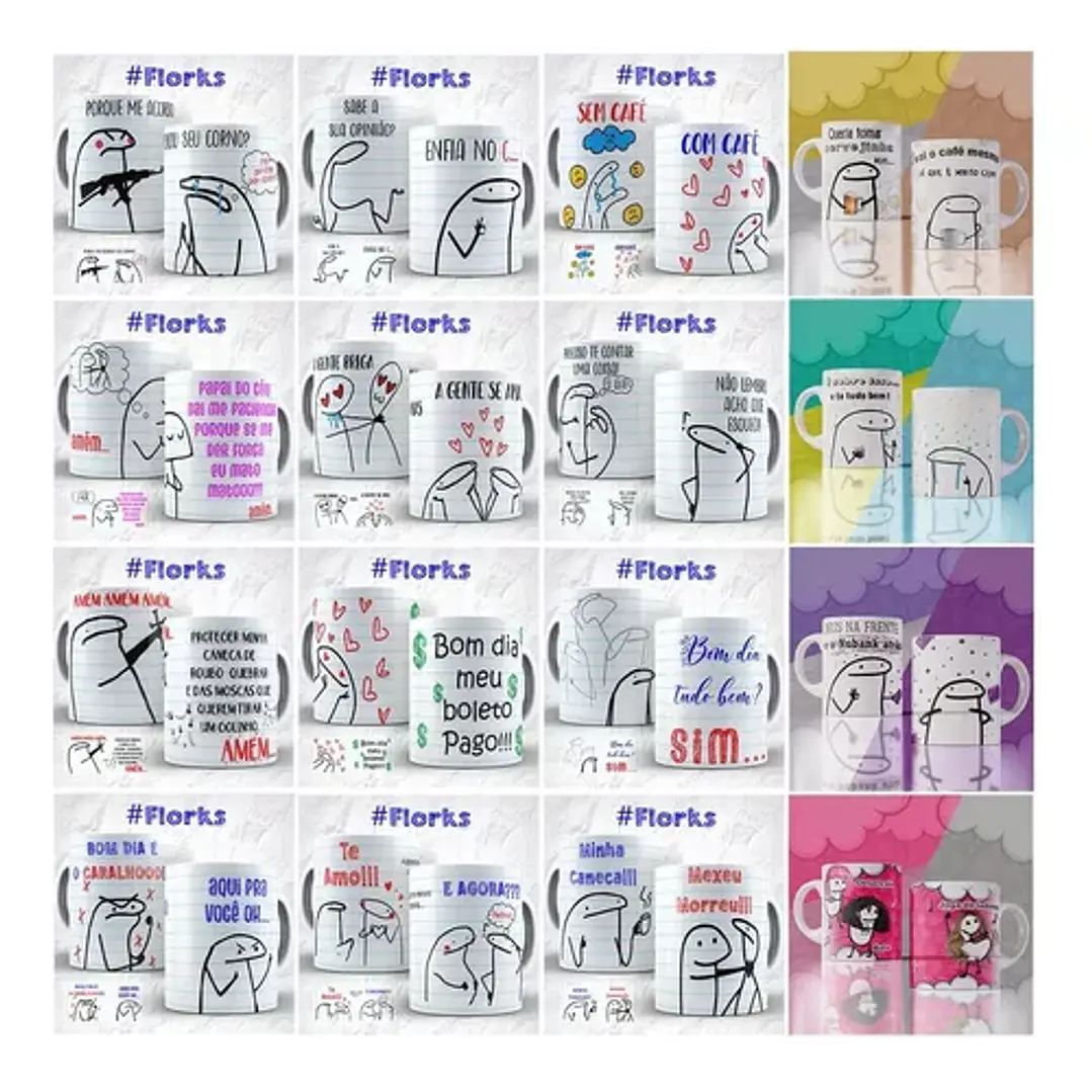 Pack Artes Caneca Flork Bento Memes Completo Arquivos Jpge + Mockups 14