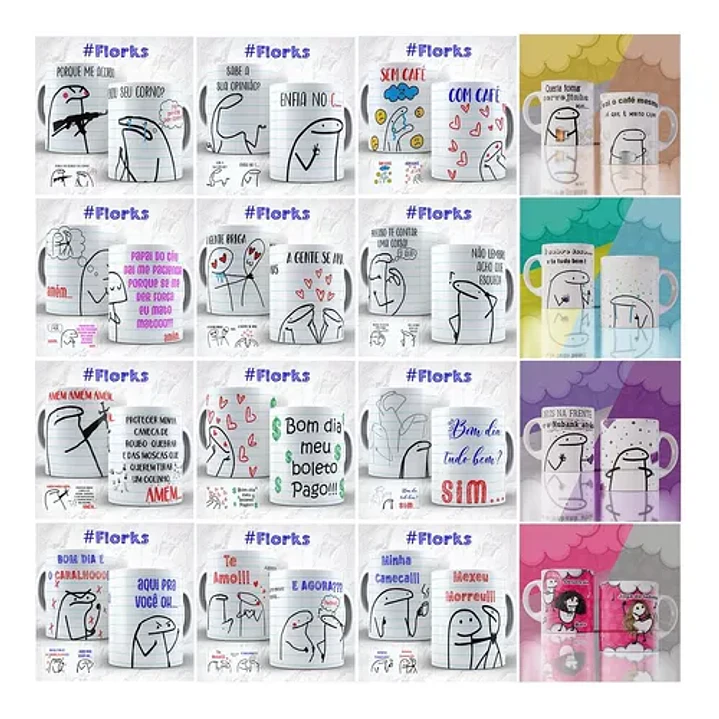 Pack Artes Caneca Flork Bento Memes Completo Arquivos Jpge + Mockups 14