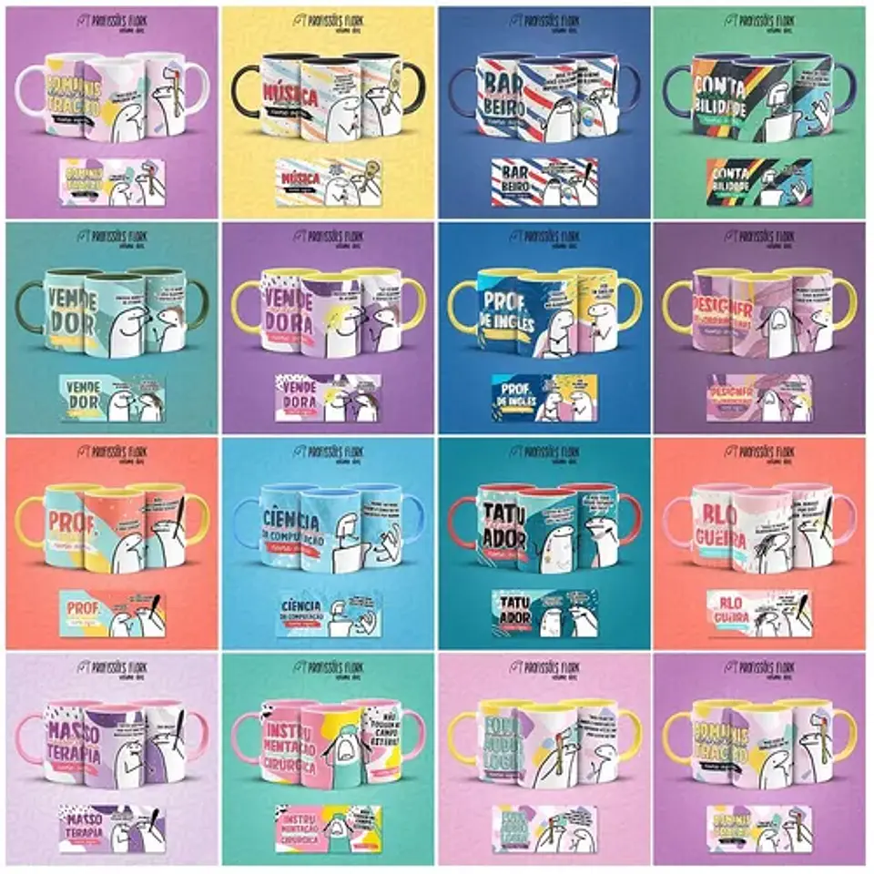 Pack Artes Caneca Flork Bento Memes Completo Arquivos Jpge + Mockups 16