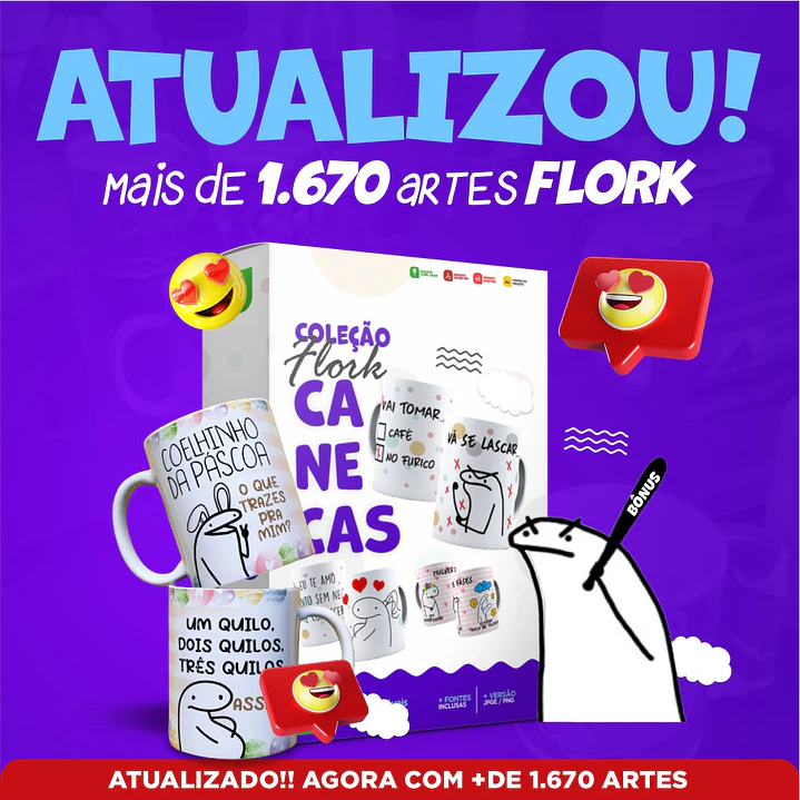 Pack Artes Caneca Flork Bento Memes Completo Arquivos Jpge + Mockups 1
