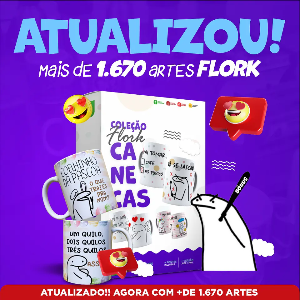 Pack Artes Caneca Flork Bento Memes Completo Arquivos Jpge + Mockups 1
