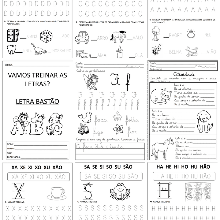 Arquivo Escolar Caligrafia Letra Cursiva Script e Bastão Volta as aulas em Pdf 3