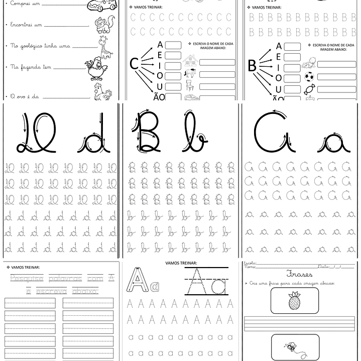 Arquivo Escolar Caligrafia Letra Cursiva Script e Bastão Volta as aulas em Pdf 5