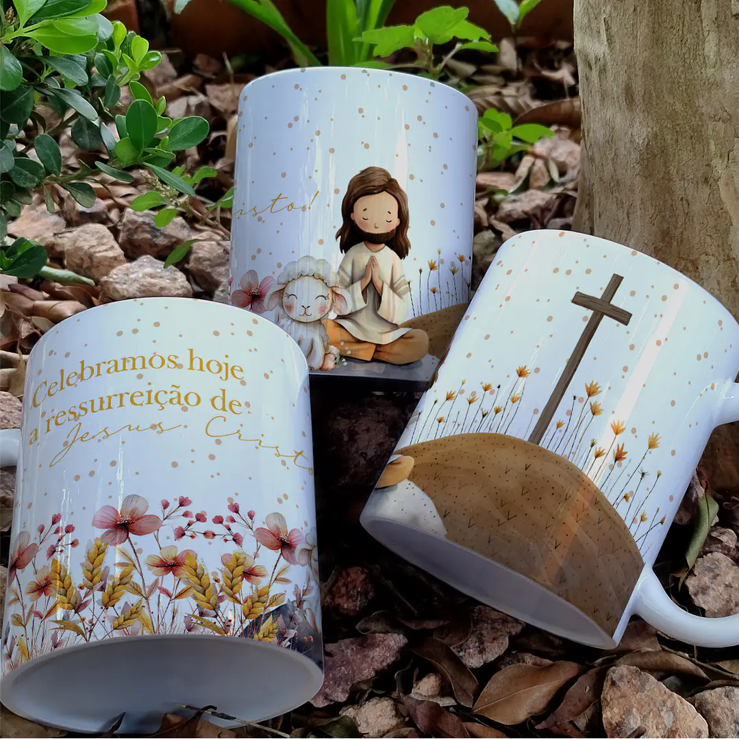 10 Artes Caneca Páscoa Cristã Arquivos Editável 3