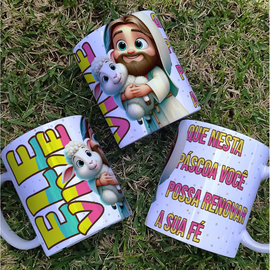 10 Artes Caneca Páscoa Cristã Arquivos Editável 6