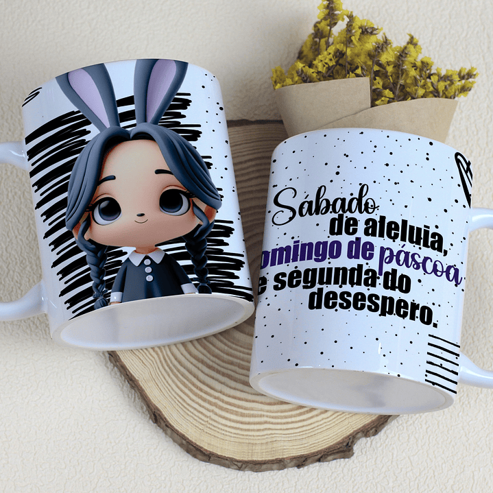10 Artes Caneca Páscoa Wandinha Arquivos Editável  2