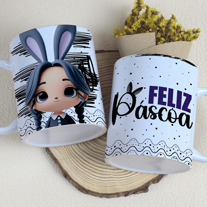 10 Artes Caneca Páscoa Wandinha Arquivos Editável  3