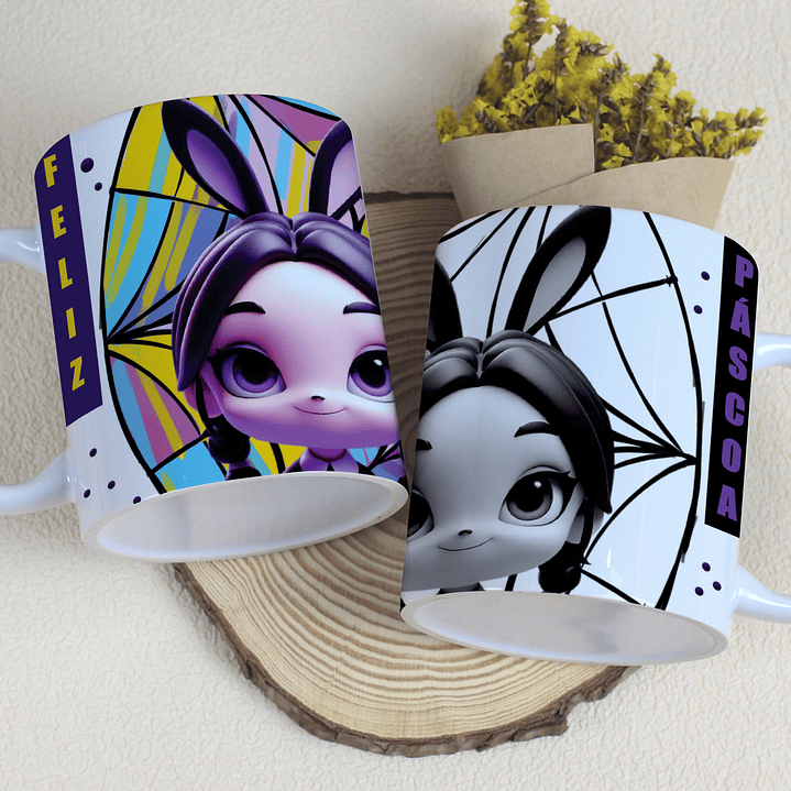 10 Artes Caneca Páscoa Wandinha Arquivos Editável  10