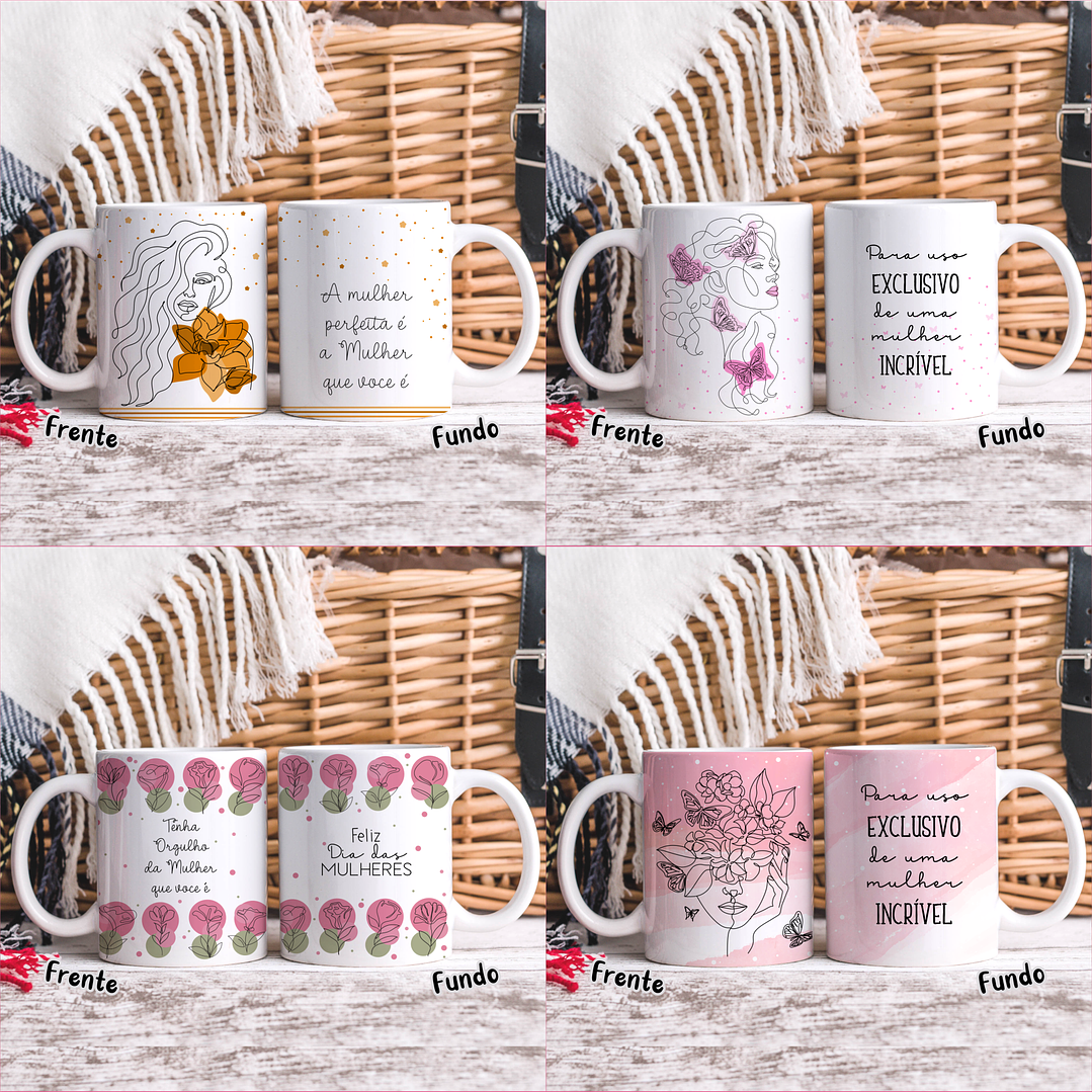 20 Artes para Caneca Dia das Mulheres Linhas Arquivos em Jpg   4