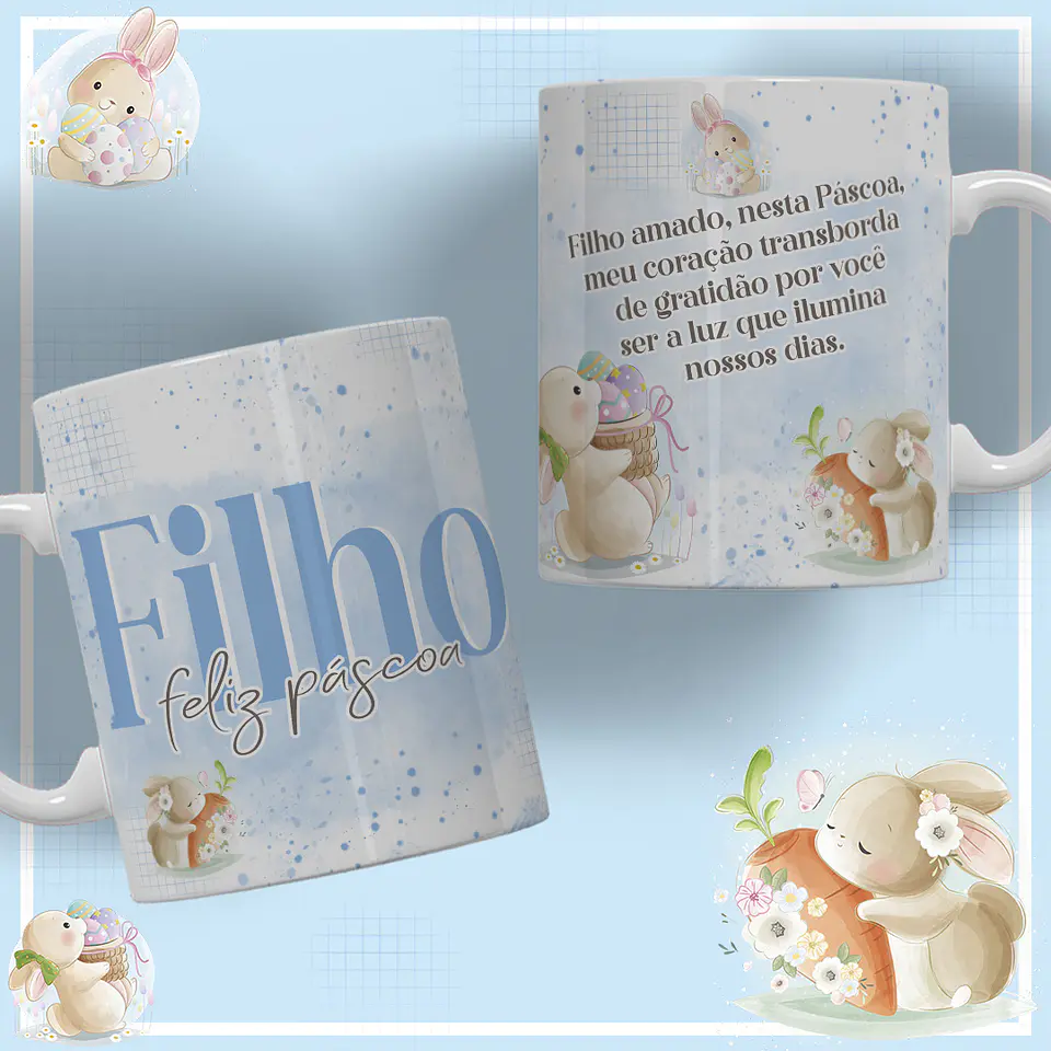 12 Artes para Caneca Páscoa Família Arquivos Editável 1