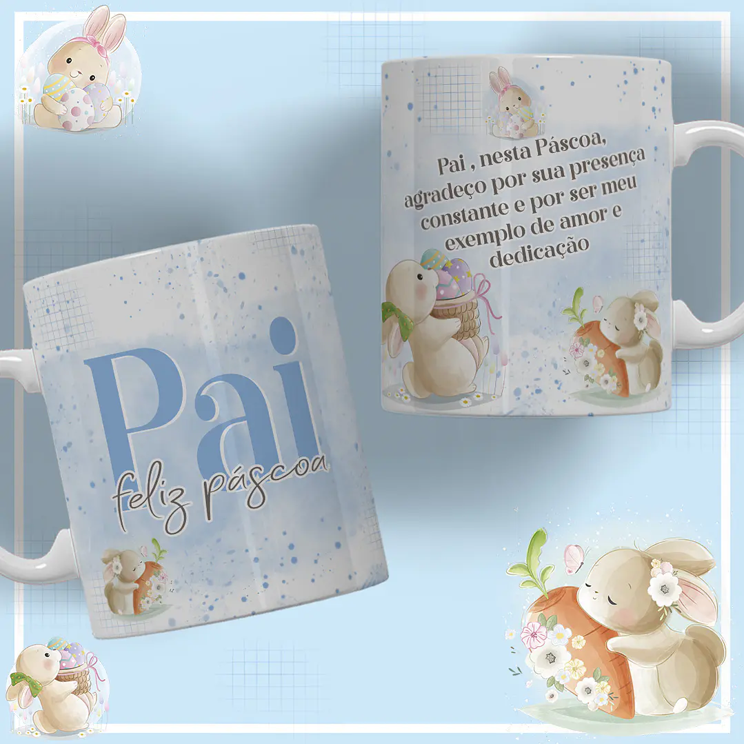 12 Artes para Caneca Páscoa Família Arquivos Editável 8