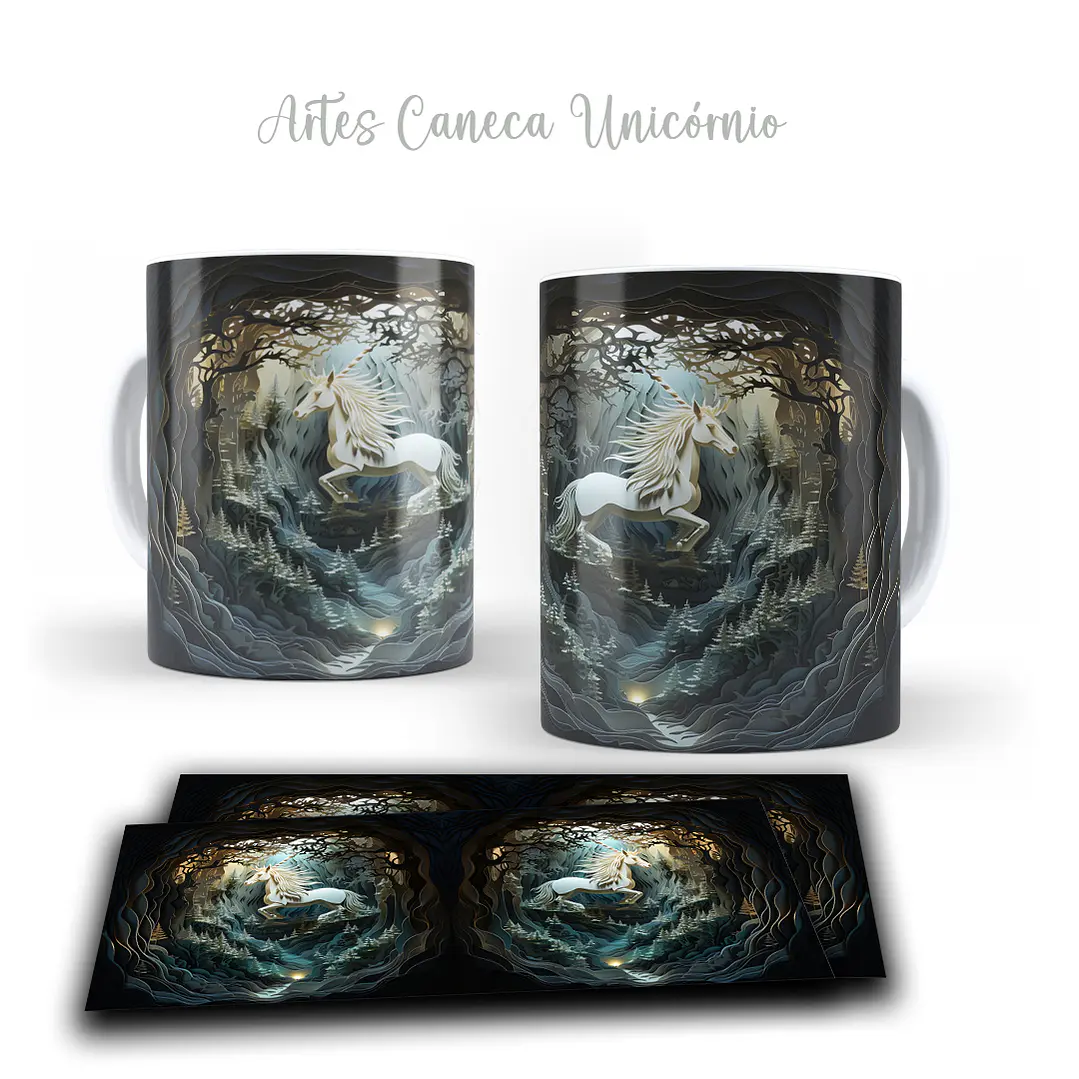16 Artes para Caneca Unicornio 3d Arquivos em Jpg  3