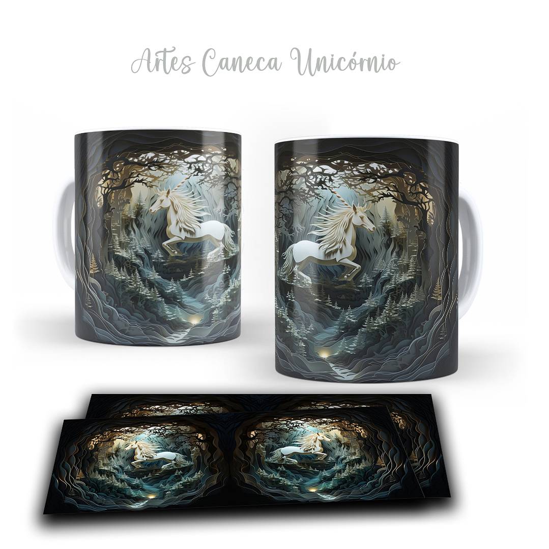 16 Artes para Caneca Unicornio 3d Arquivos em Jpg  3