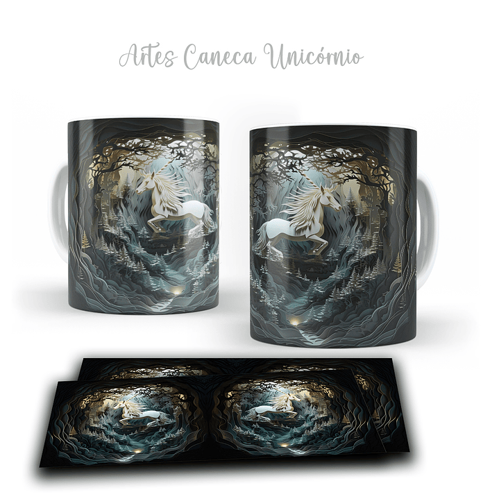 16 Artes para Caneca Unicornio 3d Arquivos em Jpg  3