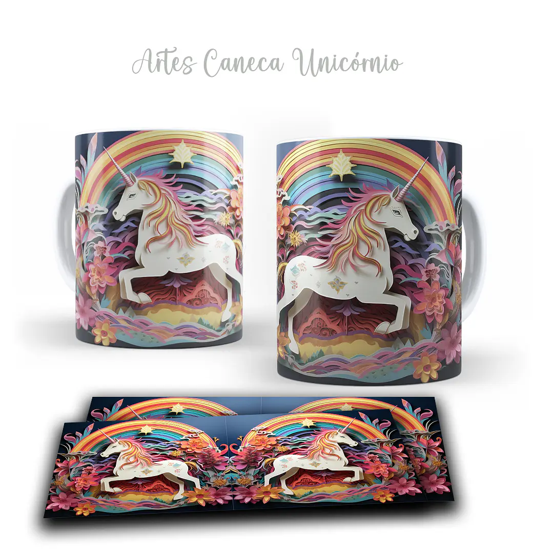 16 Artes para Caneca Unicornio 3d Arquivos em Jpg  6