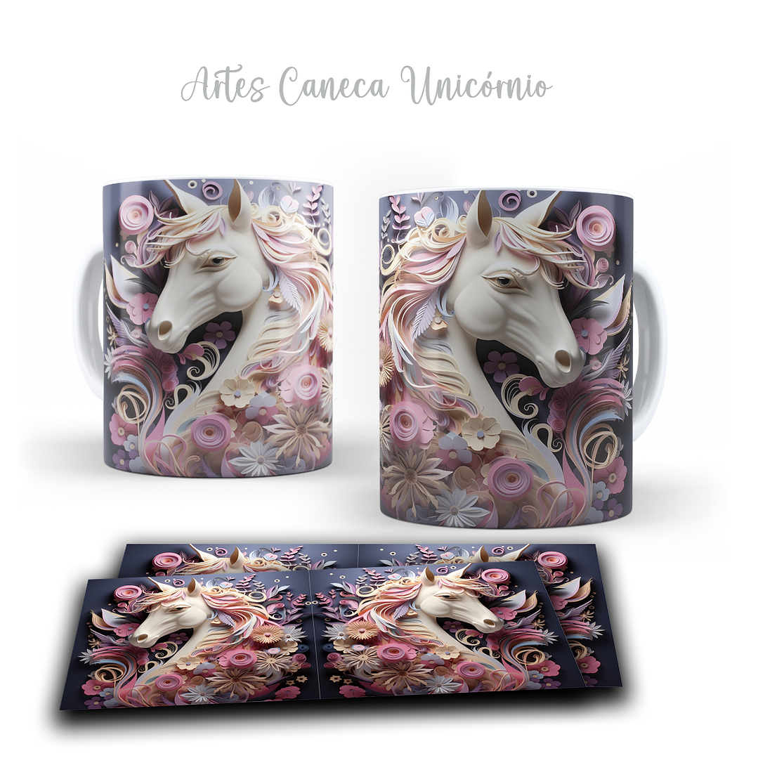 16 Artes para Caneca Unicornio 3d Arquivos em Jpg  8