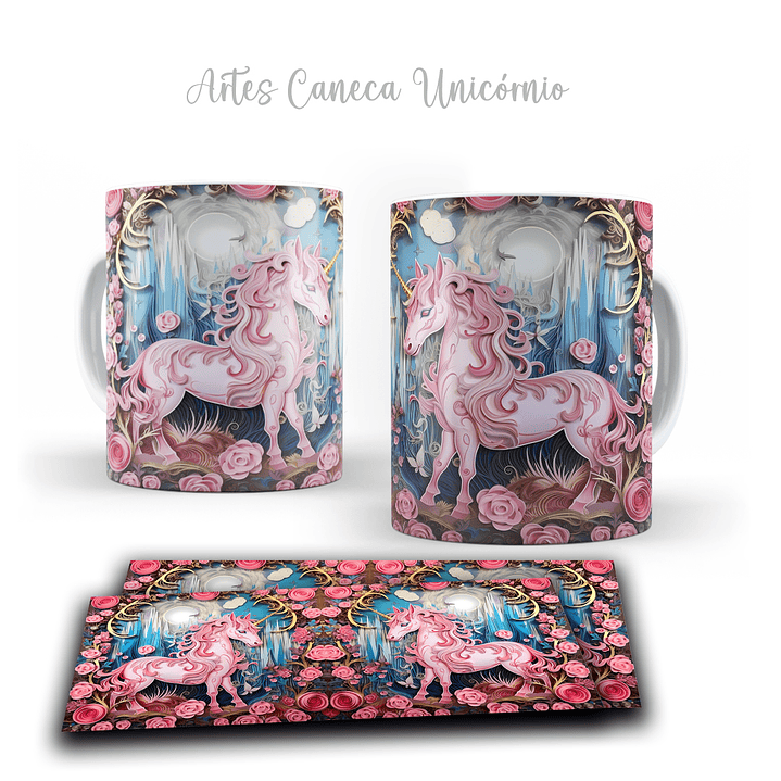 16 Artes para Caneca Unicornio 3d Arquivos em Jpg  14