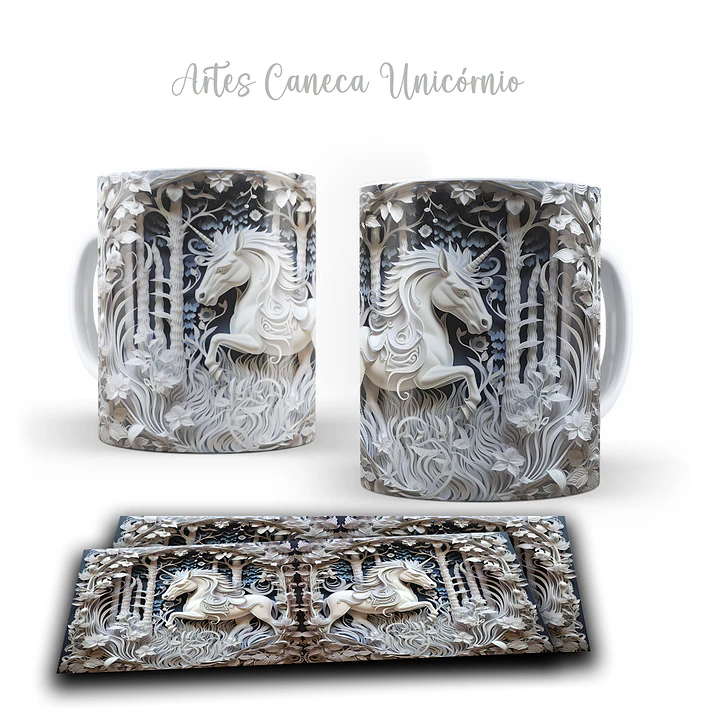 16 Artes para Caneca Unicornio 3d Arquivos em Jpg  15