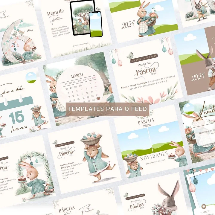 Arquivo Menu Completo Stories Páscoa em Canva 2