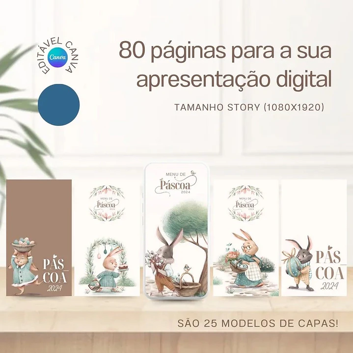 Arquivo Menu Completo Stories Páscoa em Canva 5