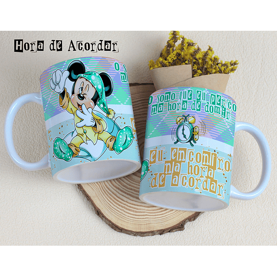 4 Artes para Caneca Hora de Acordar Disney Arquivos Editável