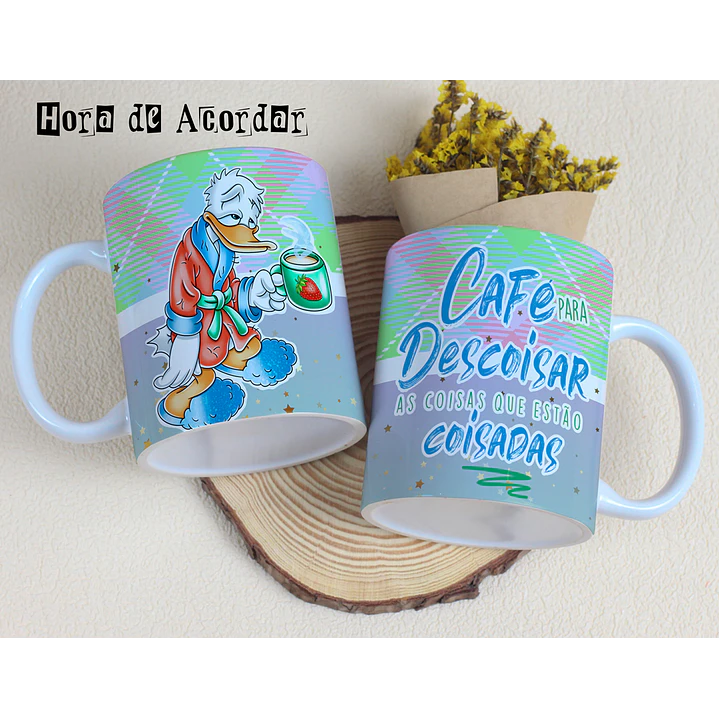 4 Artes para Caneca Hora de Acordar Disney Arquivos Editável 3