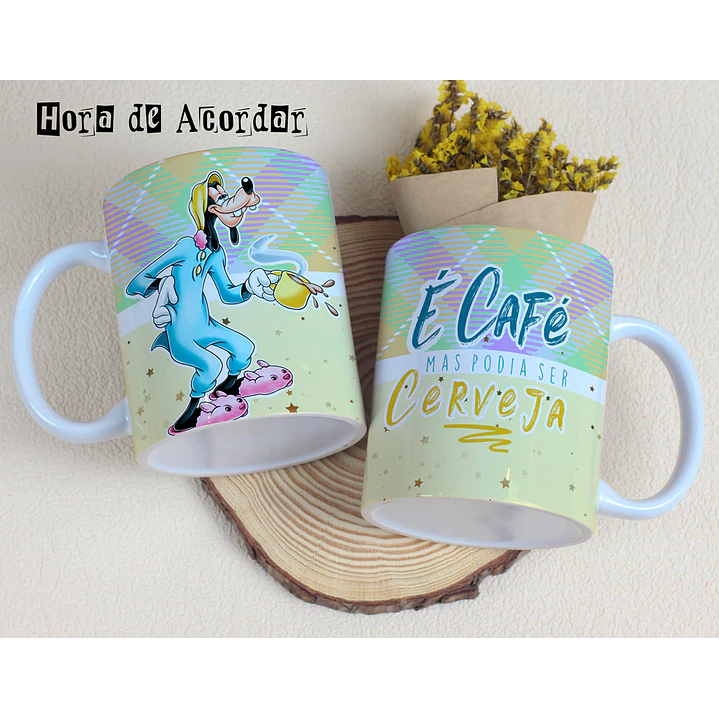 4 Artes para Caneca Hora de Acordar Disney Arquivos Editável 4
