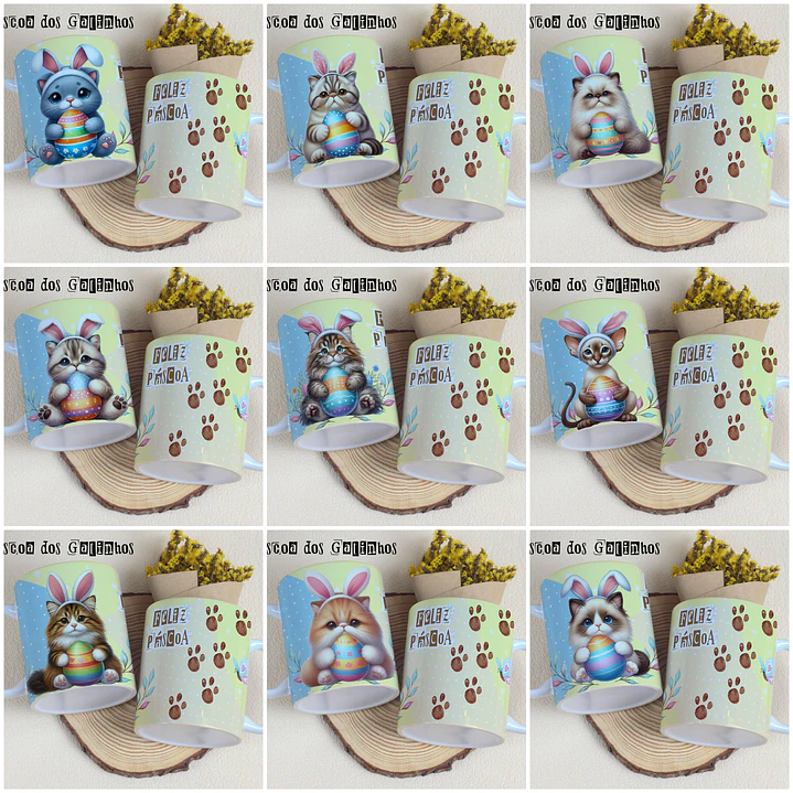 23 Artes para Caneca Páscoa Gatinhos Arquivo Editável   1