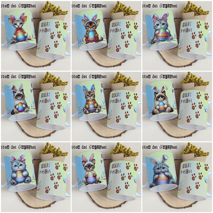 23 Artes para Caneca Páscoa Gatinhos Arquivo Editável   2