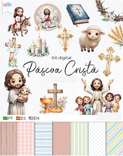Kit Digital Páscoa Cristã Arquivos em Png 