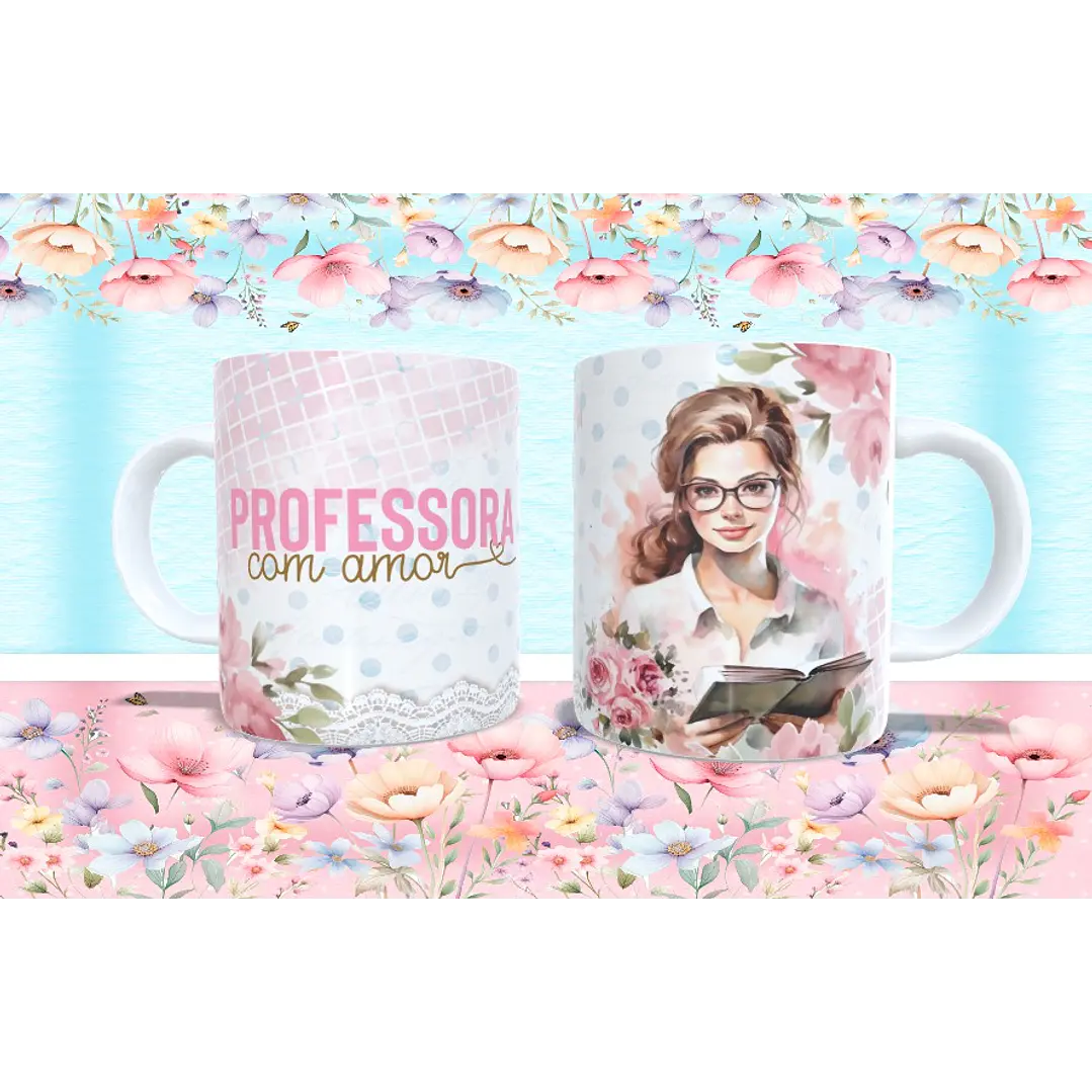 4 Arte para Caneca Professora Arquivo Editável 1