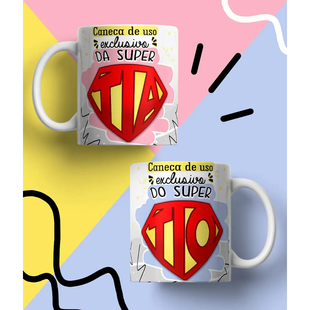 20 Arte para Caneca Supers Familia Arquivo em Jpg 5