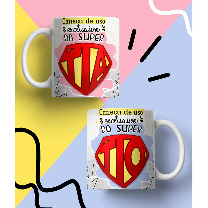 20 Arte para Caneca Supers Familia Arquivo em Jpg 5